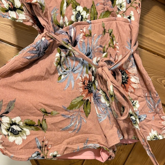 Floral Kimono Sleeve Romper Pink Floral Small - Picture 4 of 6